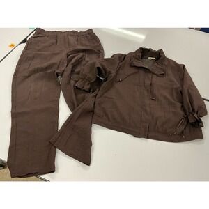 Vintage 80s-90s Womens Choices Brown Track Suit Size 14 Button Up Elastic Waist